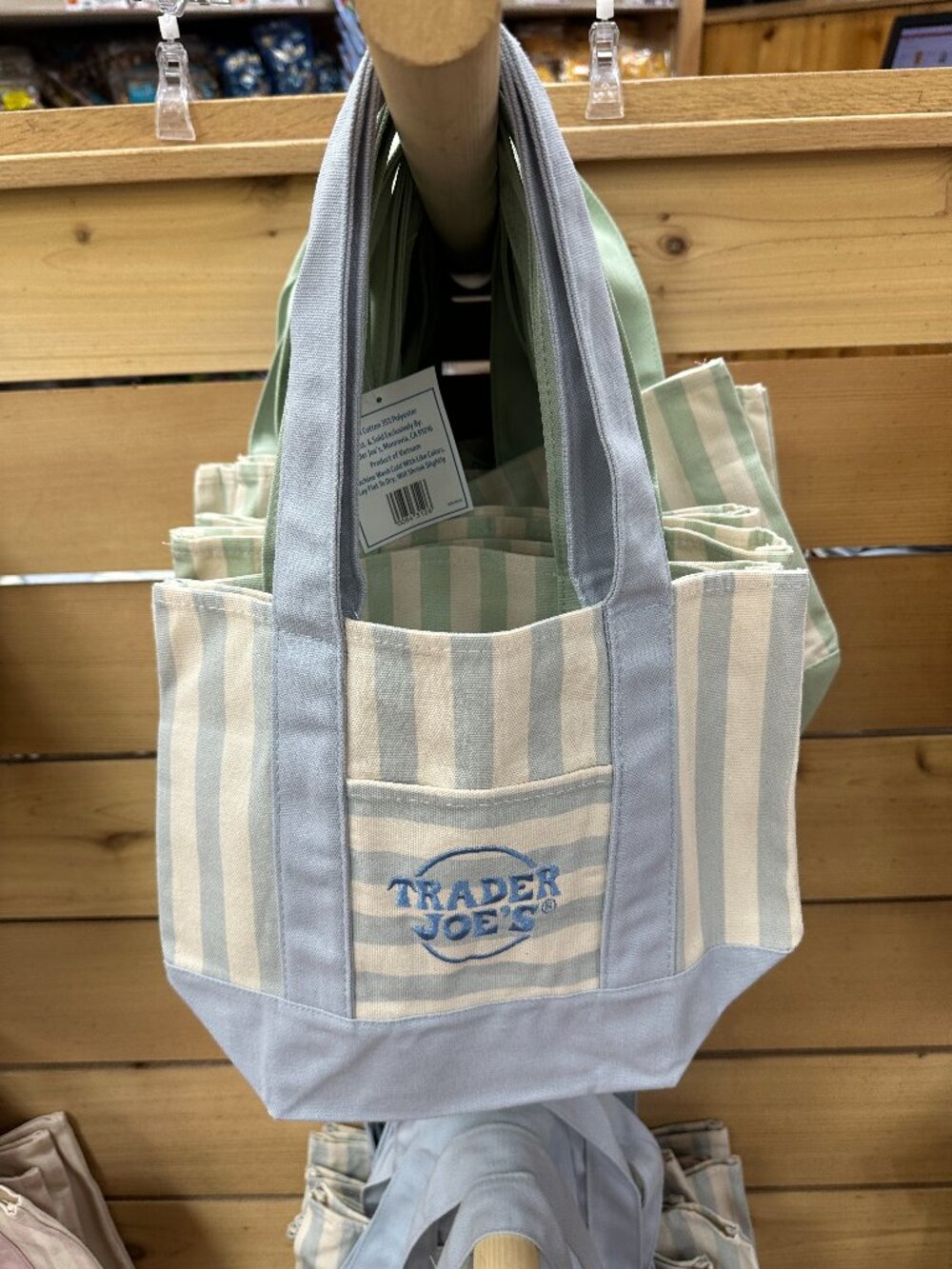 *NWT* - 2026 Summer - Trader Joe's Striped Mini Tote Bag - Pastel Blue